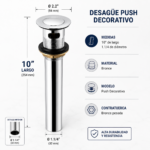 Desague con Rebose para lavatorio Push PREMIER - Imagen 2