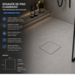 Desague Piso Qubika Reversible Acero Inoxidable PREMIER - Imagen 2