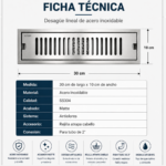 Desague para Ducha Lineales 30x10cm Acero Inoxidable Premier - Imagen 2